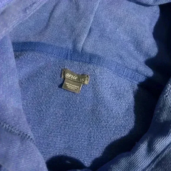 Aerie hoodie sweatshirt size large blue hooded faded blank - Picture 2 of 3